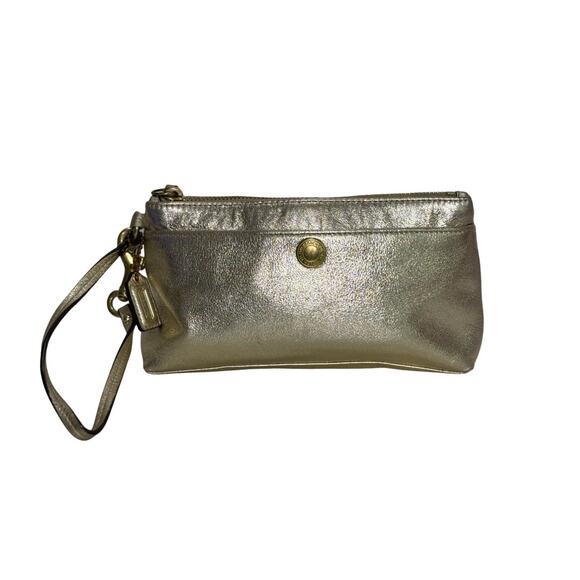 Coach gold metallic pochette wallet - Picture 1 of 6